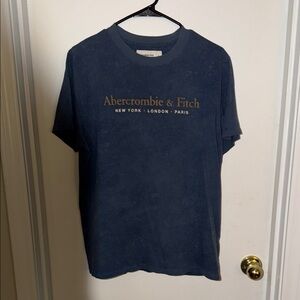 Abercrombie & Fitch Navy Blue Tee with Gold Logo